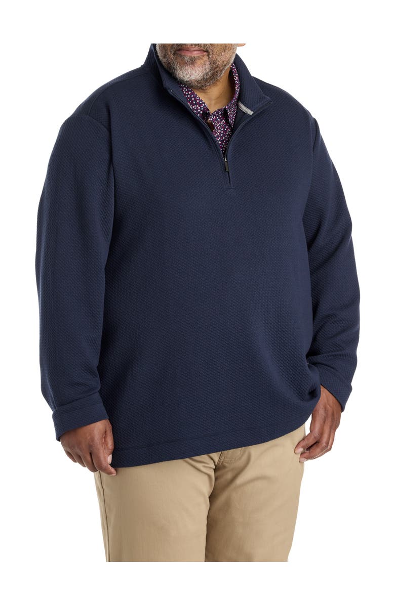 Perry Ellis Big & Tall Textured 1/4-Zip Pullover, Main, color, Dark Saphire