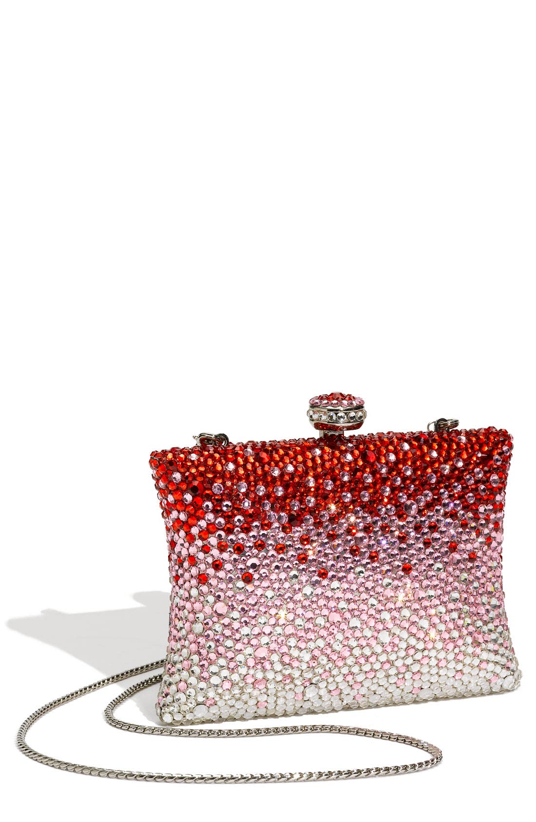 Natasha Couture Rhinestone Clutch, Main, color, RED/ PINK