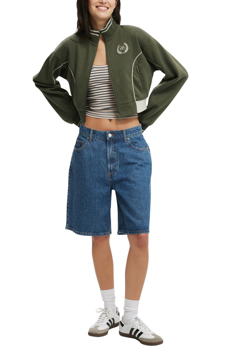 Cropped Track Jacket, Alternate, color, CO CREST / DARK OLIVE