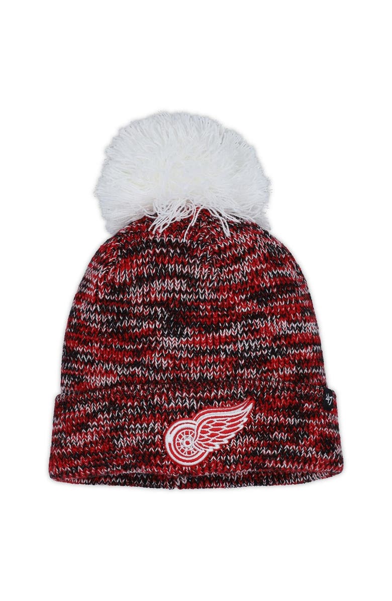 '47 Women's '47 Red Detroit Red Wings Triple Cross Cuffed Knit Hat with Pom, Main, color, 