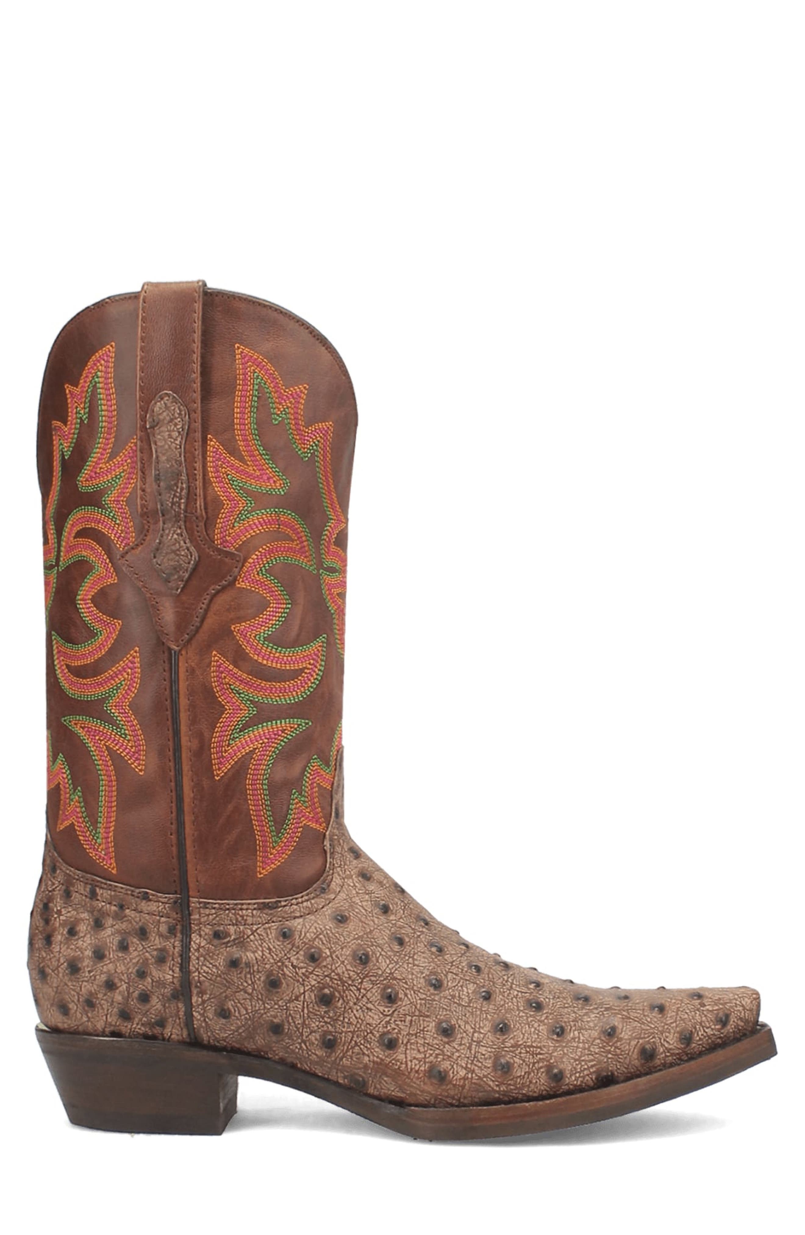 Outlaw Ostrich Embossed Cowboy Boot, Alternate, color, CEMENT