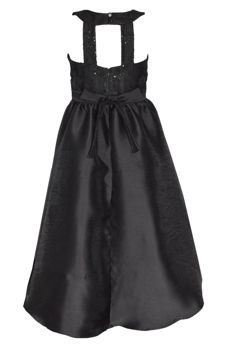 Bonnie Jean Kids' Sequin Lace Belted High-Low Party Dress, Alternate, color, Black