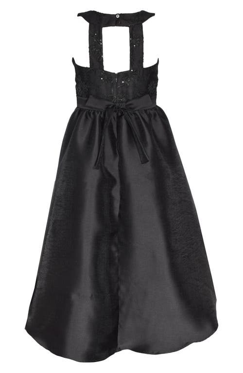 Bonnie Jean Kids' Sequin Lace Belted High-low Party Dress In Black