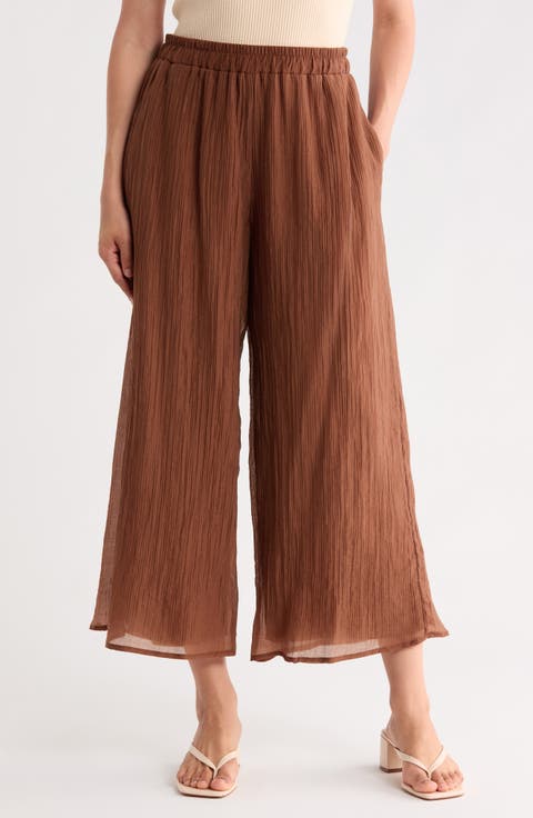 Plissé Pleats Pull-On Wide Leg Pants