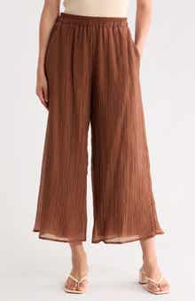 Plissé Pleats Pull-On Wide Leg Pants