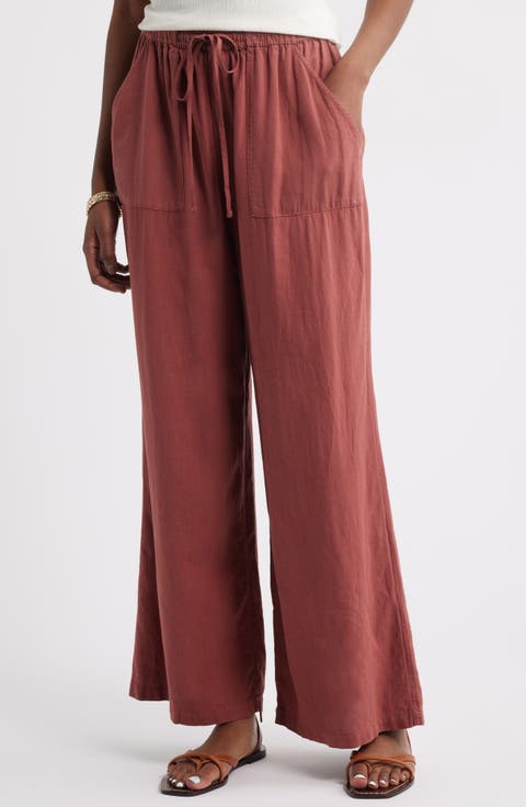 Linen Blend Pull-On Pants