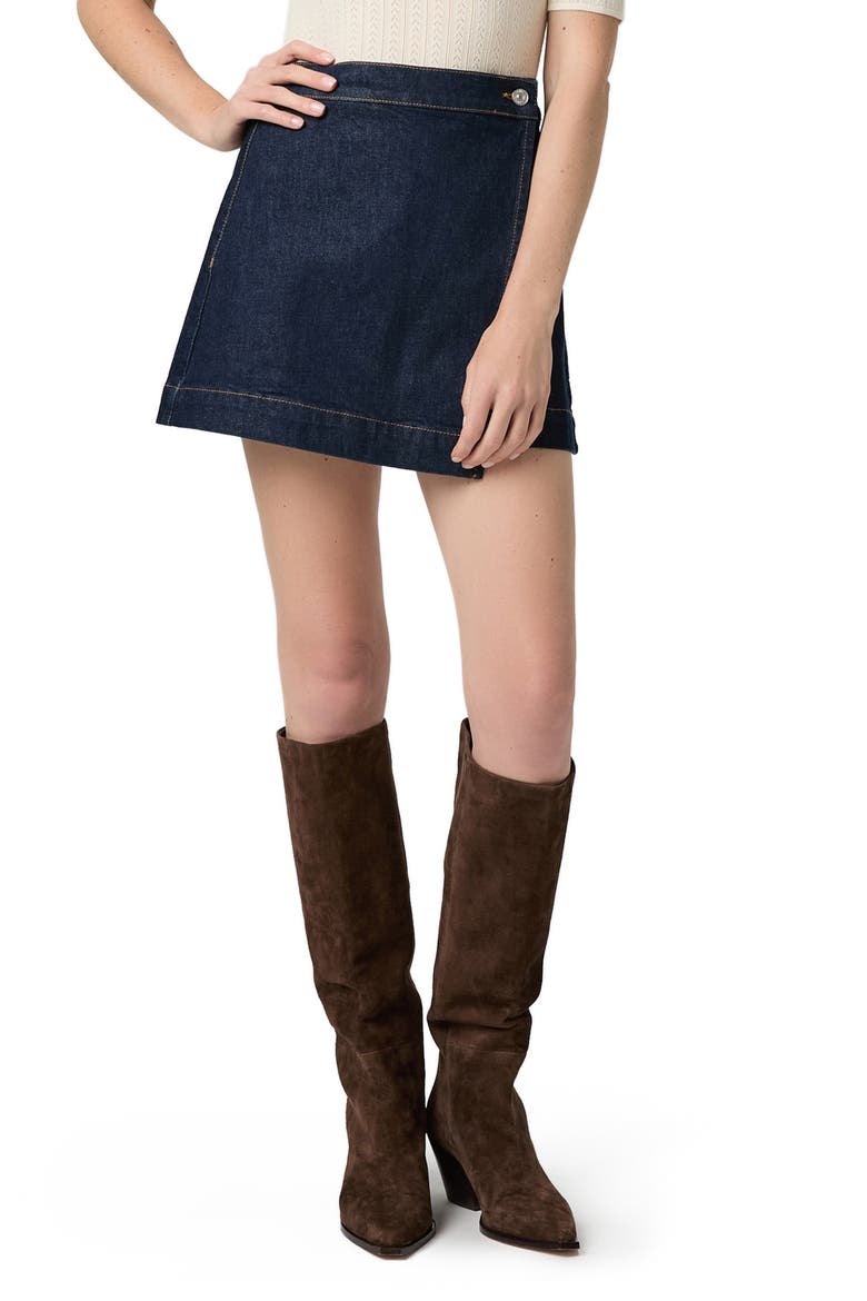 Aven Wrap Denim Miniskirt, Main, color, AMORA