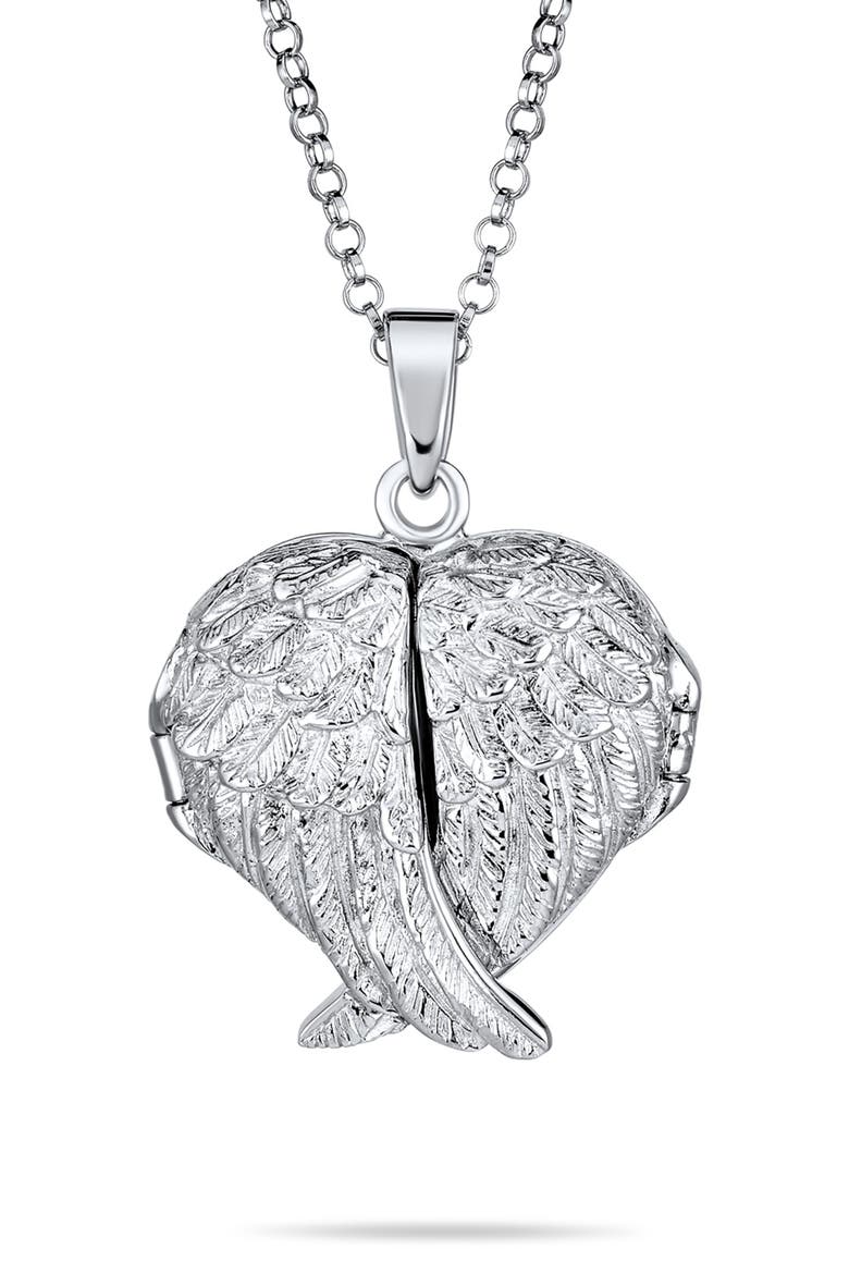 Guardian Angel Wing Necklace, Main, color, DARK SILVER