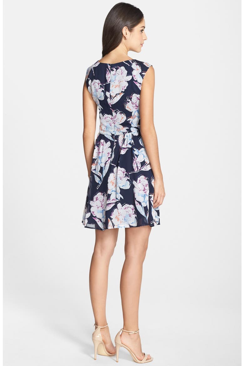 Print Chiffon Fit & Flare Dress, Alternate, color, NOCTURNAL MULTI