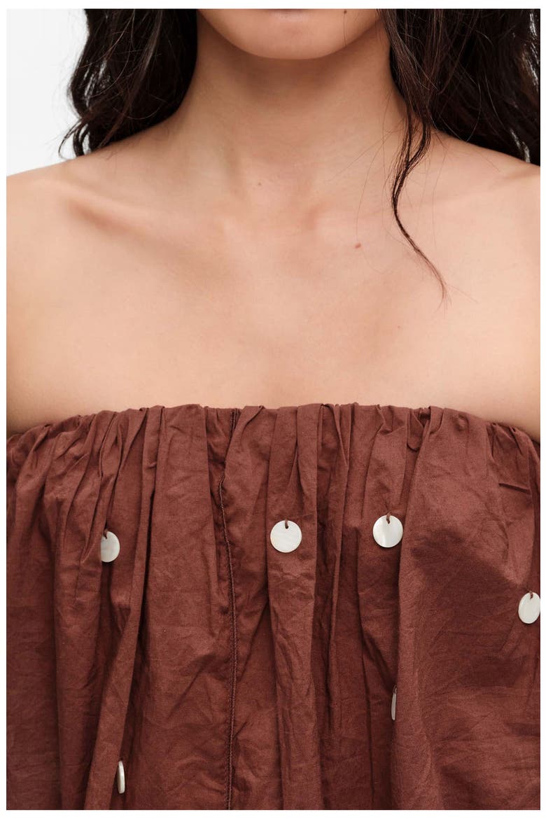 Ruched Strapless Top, Alternate, color, BROWN
