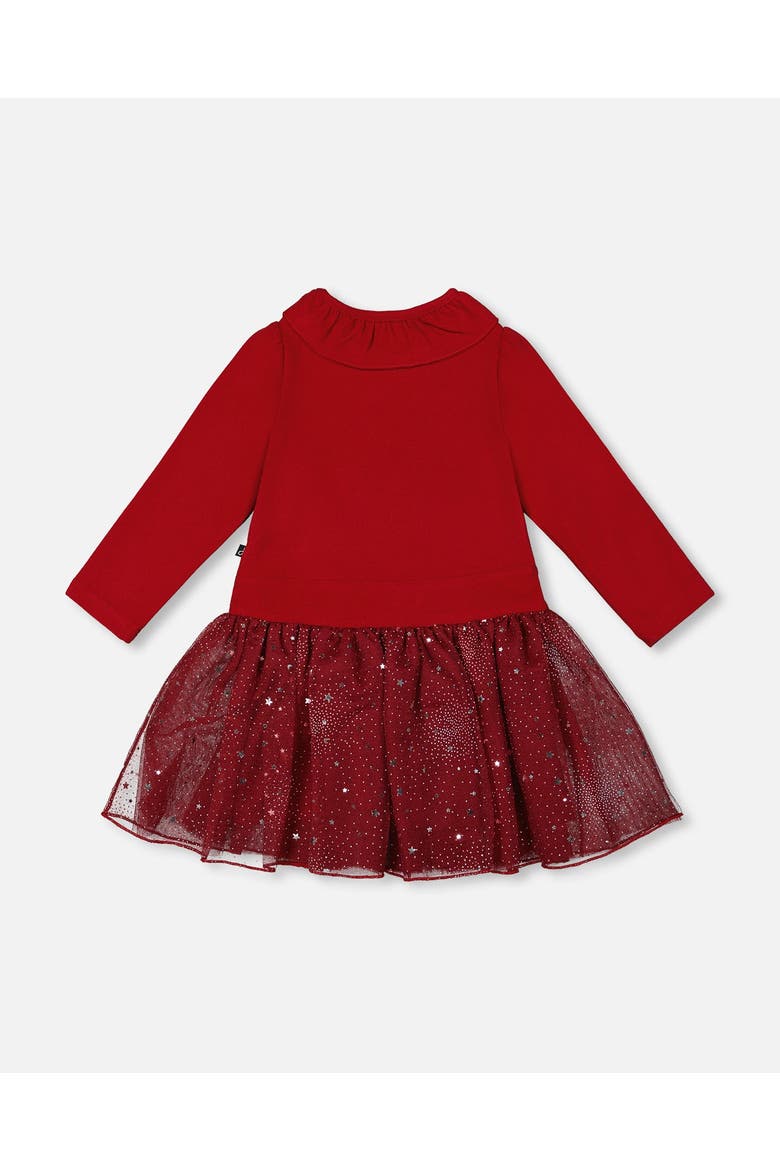 Bi-Material Dress with Glittering Skirt, Alternate, color, Red