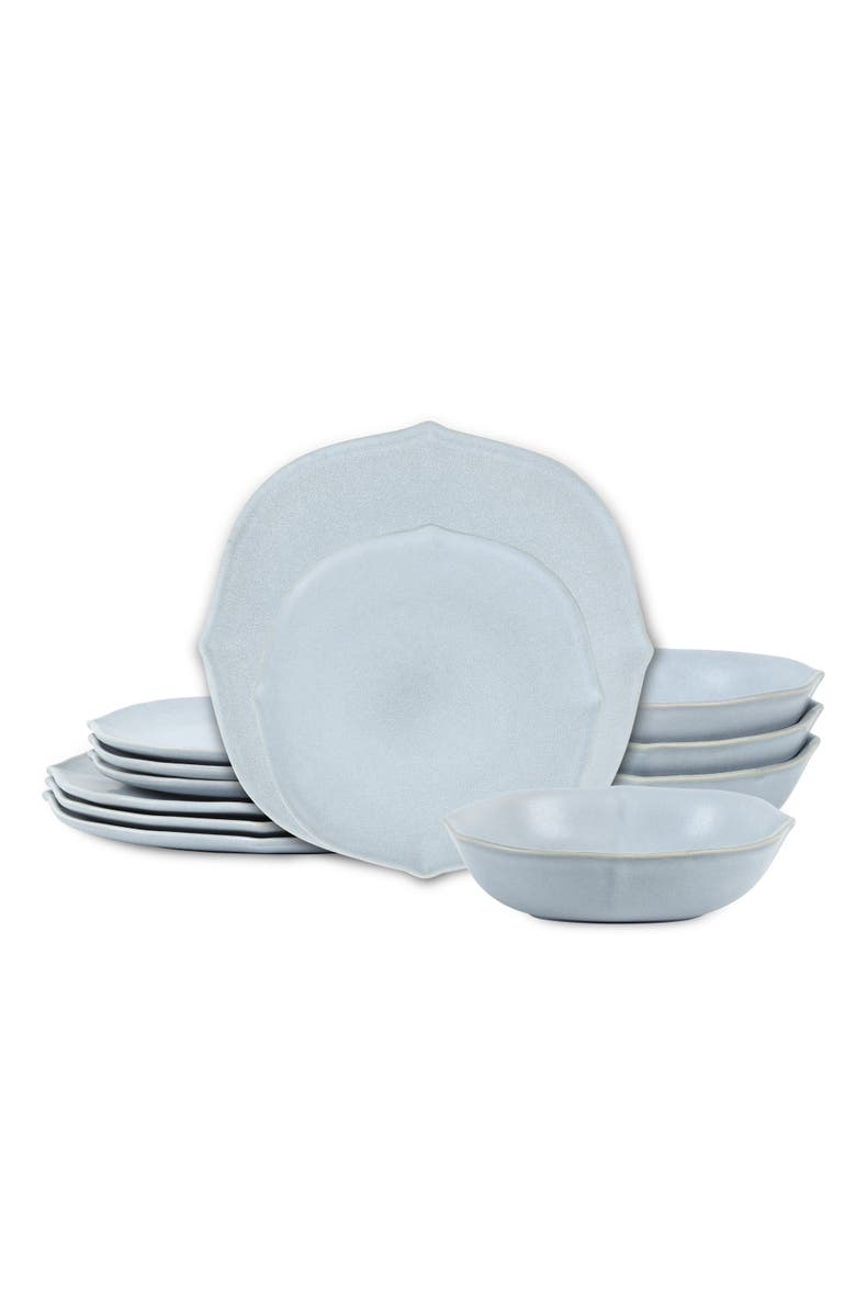 Stone Lain Baskerville Stoneware 12-Piece Dinnerware Set, Main, color, Light Blue