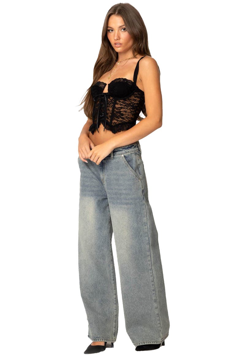 Josslyn Lace Corset Top, Alternate, color, BLACK