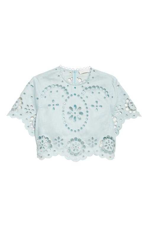 Zimmermann Awaken Embroidered Linen Crop Top In Green