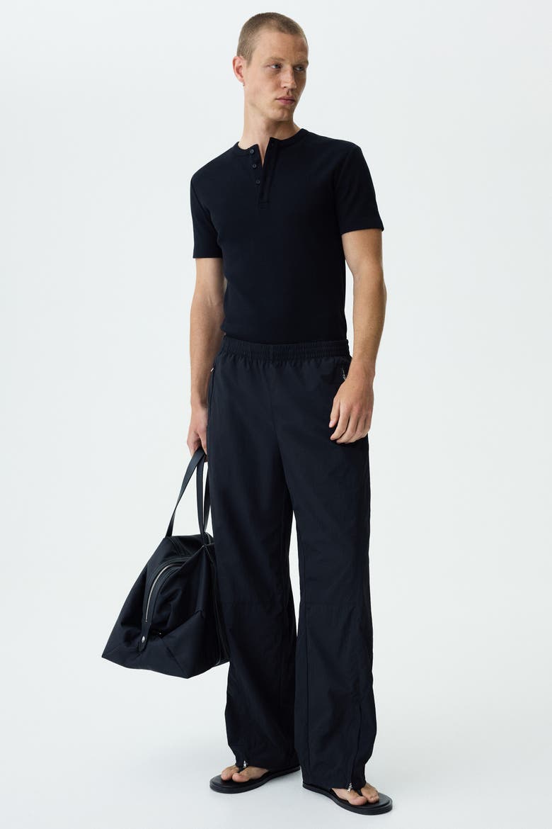 Loose-fit Nylon Track Pants, Main, color, Black