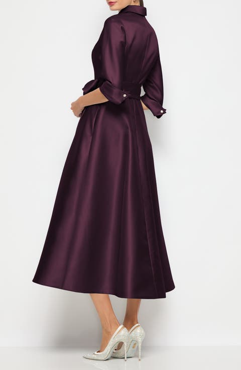 Amorette Satin Twill Midi Shirtdress