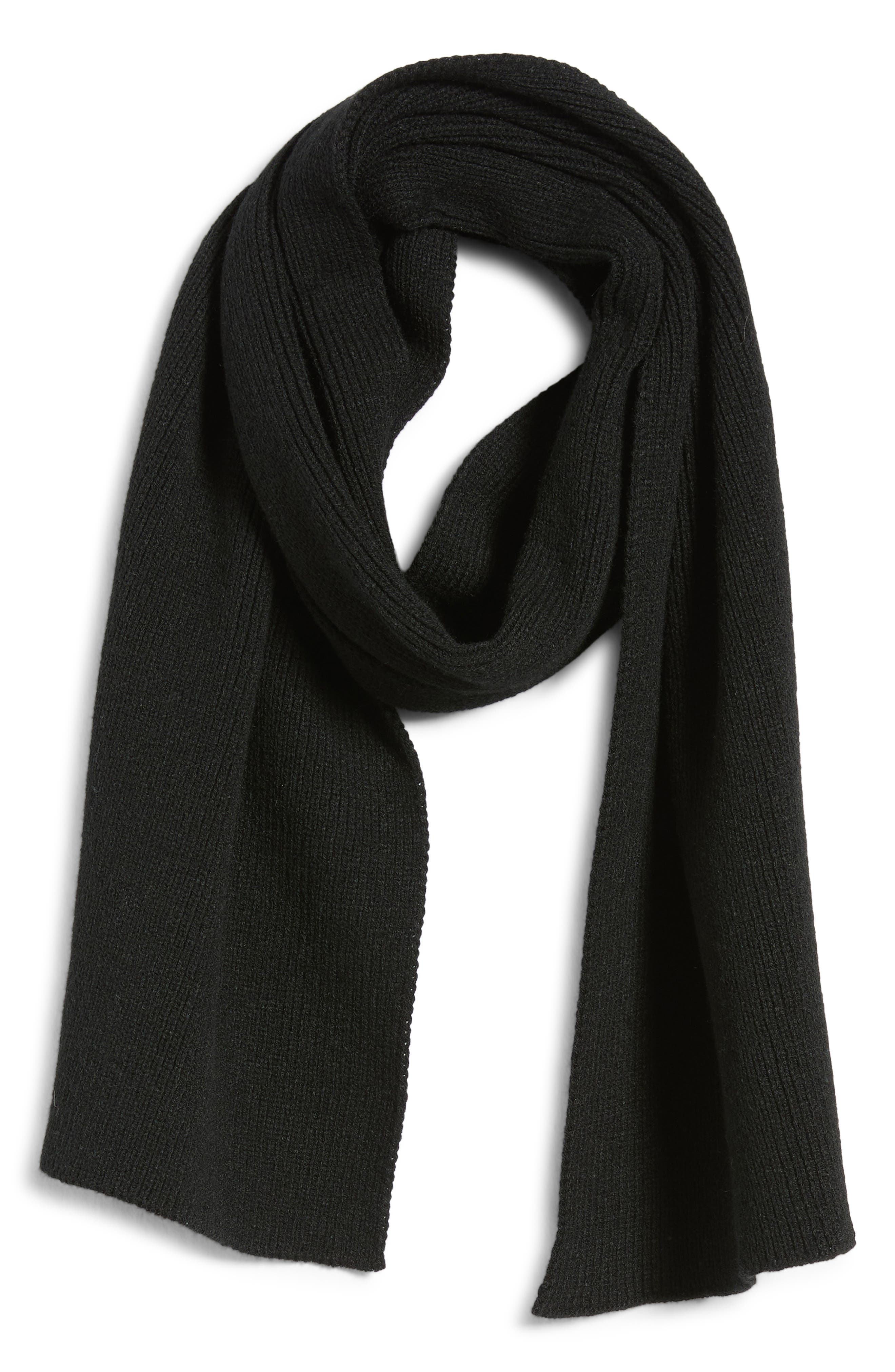 Open Edit Core Wide Knit Scarf In Black