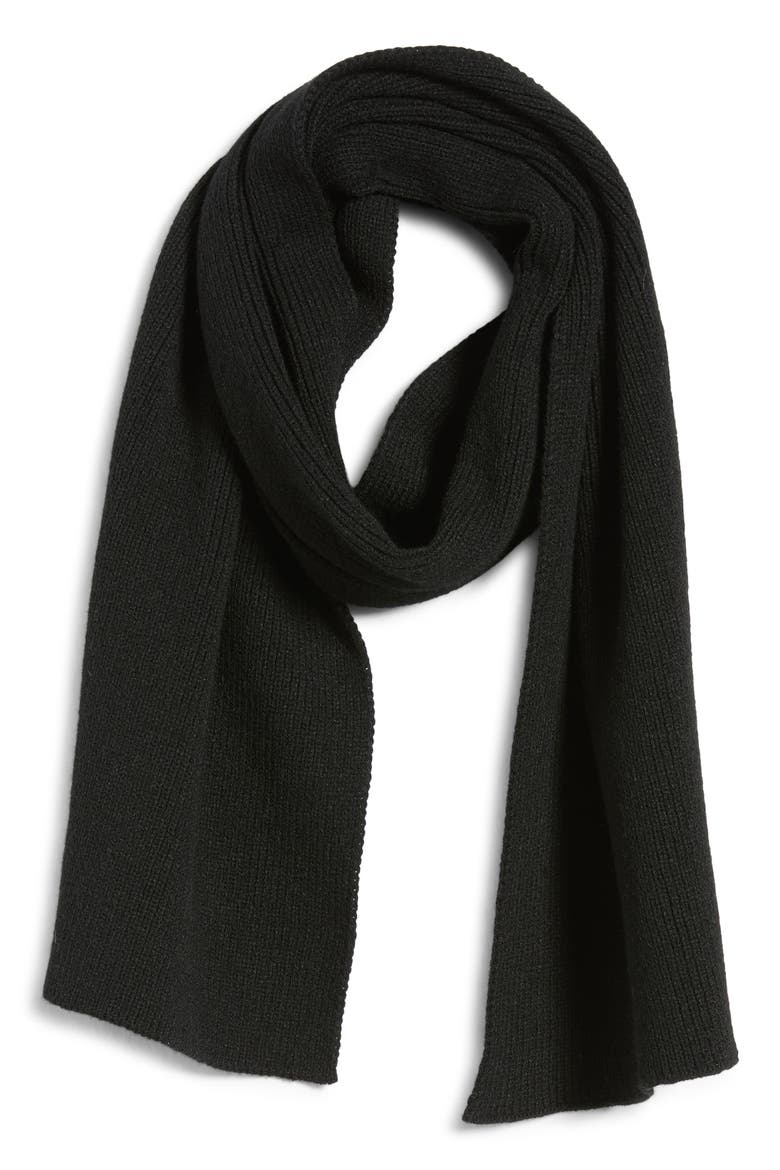 Core Wide Knit Scarf, Main, color, BLACK