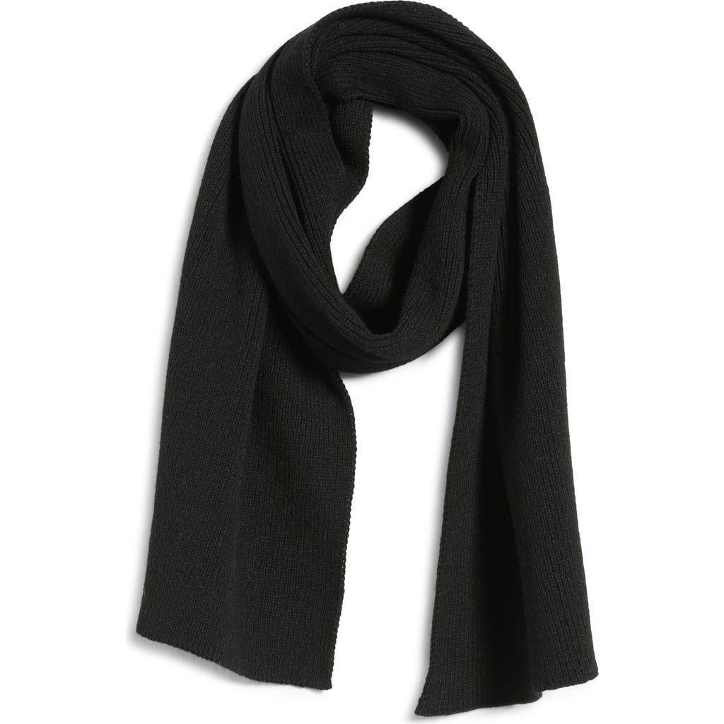 Open Edit Core Wide Knit Scarf In Black