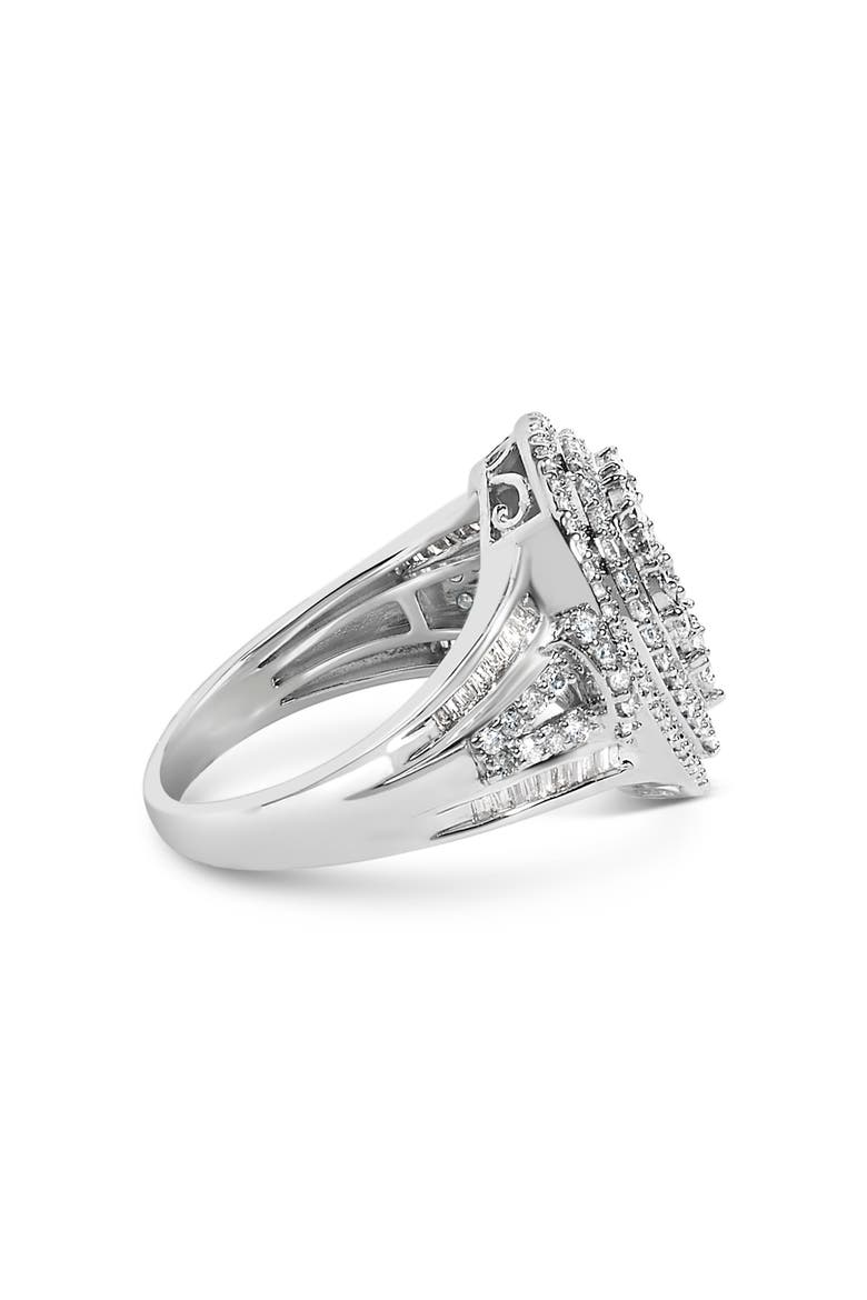 Sterling Silver 1 Cttw Diamond Pear-Shaped Triple Halo Cluster Ring, Alternate, color, Silver