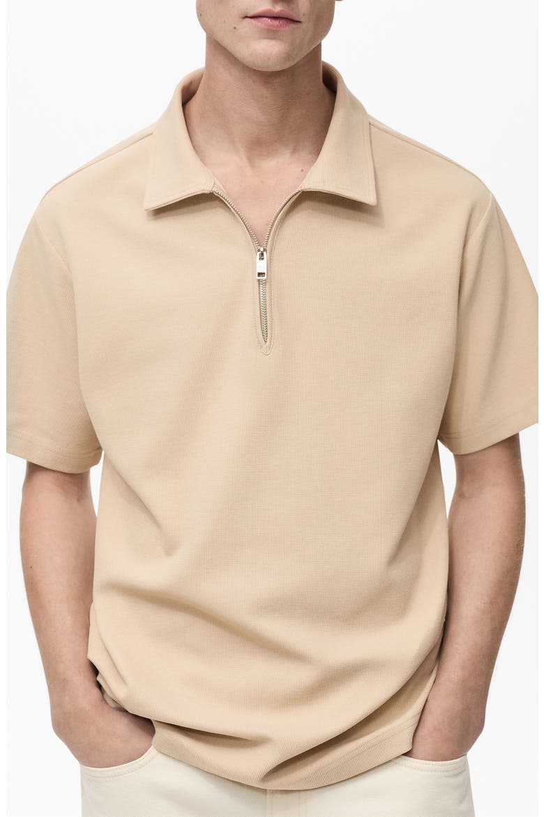 Knit Quarter Zip Polo, Main, color, BEIGE