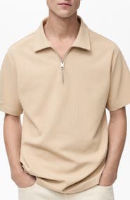 MANGO Knit Quarter Zip Polo