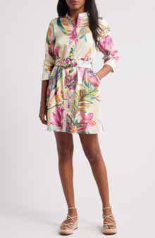 CIEBON Suzette Shimmer Floral Mini Shirtdress