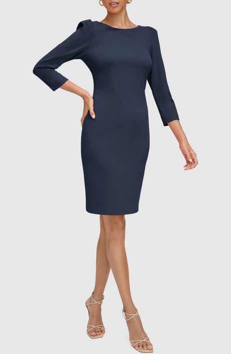 Calvin Klein Three-Quarter Sleeve Scuba Crepe Sheath Dress