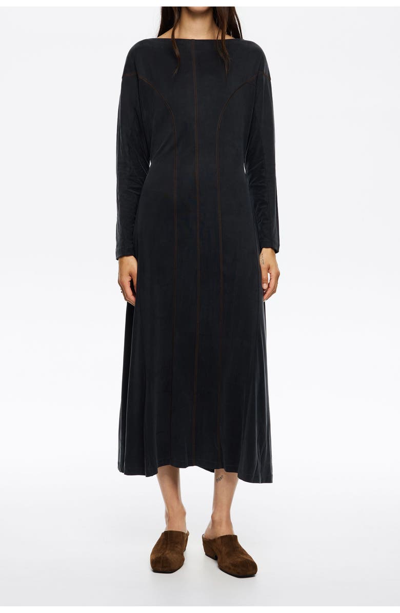 Bimba y Lola Cupro A-Line Dress, Main, color, Washed Black