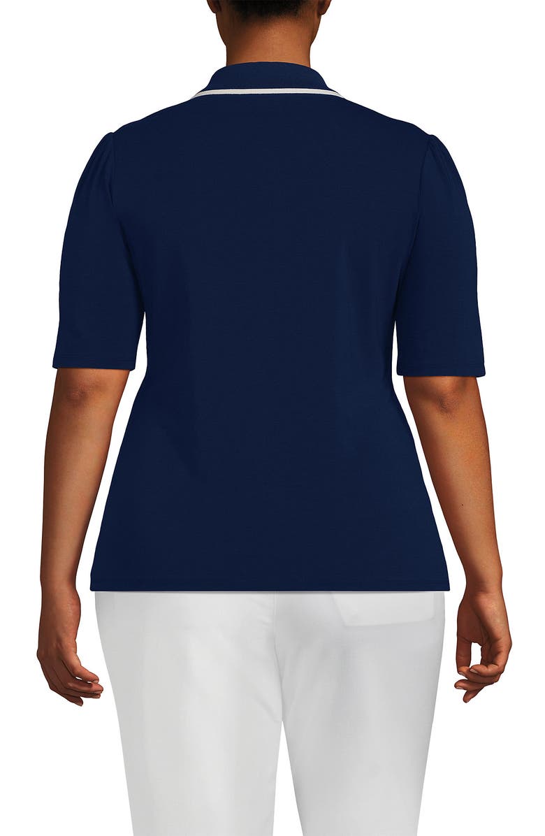Lands' End Elbow Sleeve Lightweight Jersey Embellished Polo, Alternate, color,