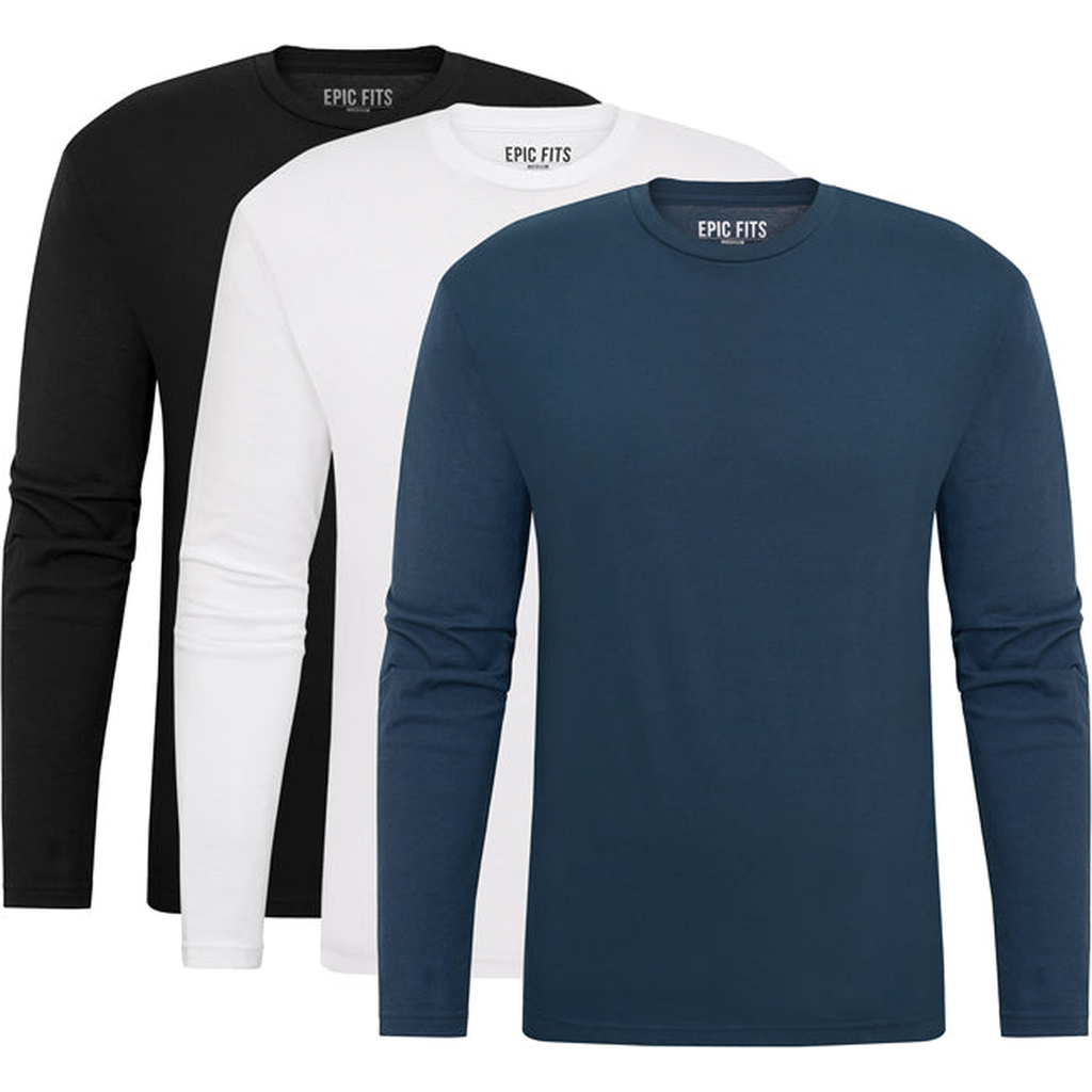 Epic Fits Standard Long Sleeve Crew Neck T-shirt 3-pack In Multi