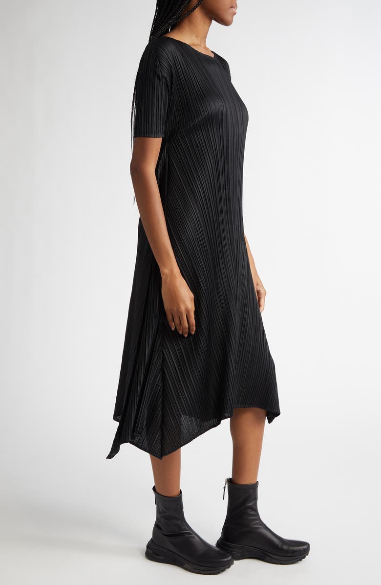 Pleats Please Issey Miyake Efficient Square Pleated Short Sleeve A-Line Dress, Alternate, color, 
