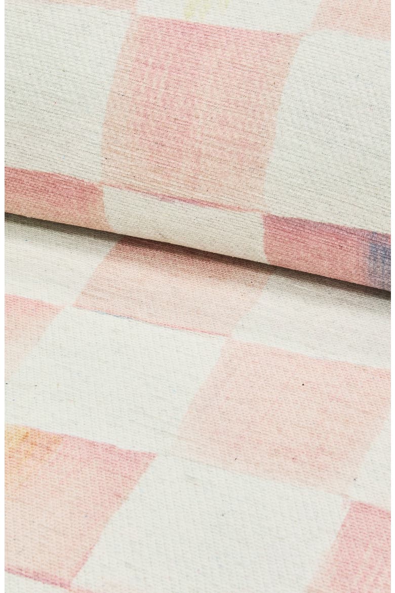 Rosy Checkerboard Machine Washable Rug, Alternate, color, ROSY