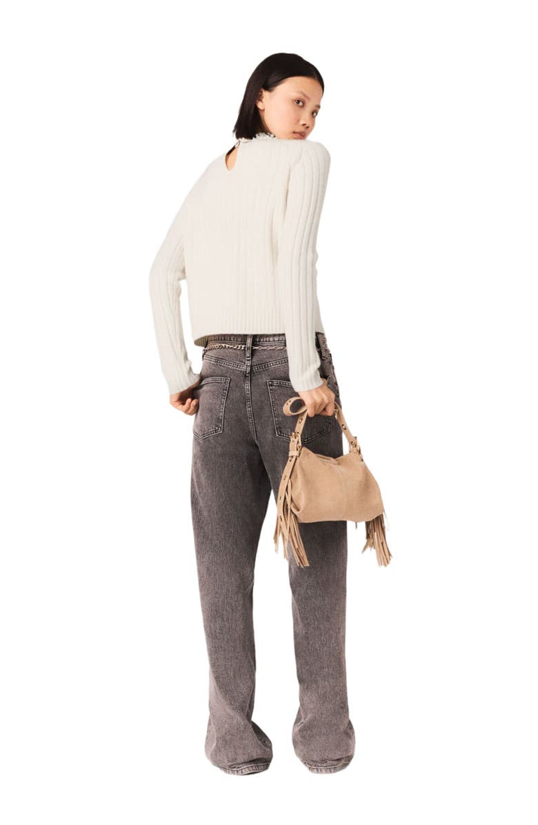 maje Pearl-collar ribbed sweater, Alternate, color, Ecru