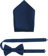 Trafalgar Sutton Solid Color Silk Bowtie and Pocket Square Combo