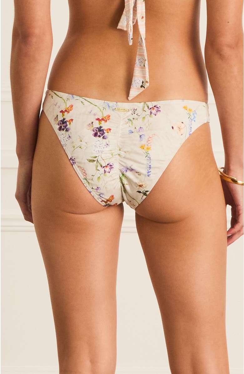 Aqua Blu Ruched Front Zoe Cheeky Pant Bikini Bottom, Alternate, color, White