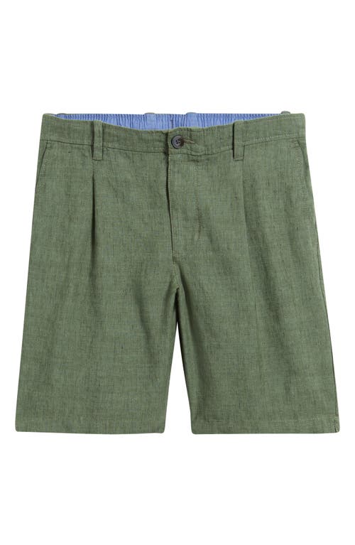 Tommy Bahama Isla Sands Pleated Stripe Linen Blend Shorts In Green
