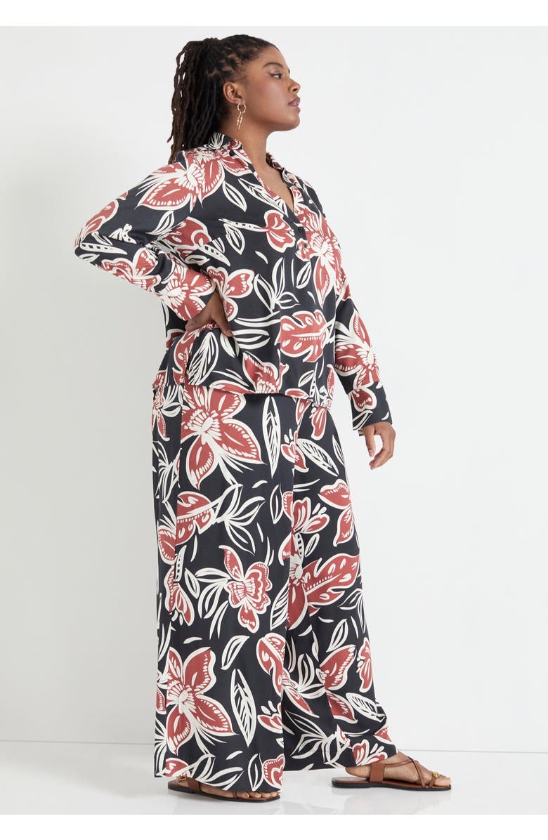 June + Vie Button-Down Blouse, Alternate, color, Batik Floral