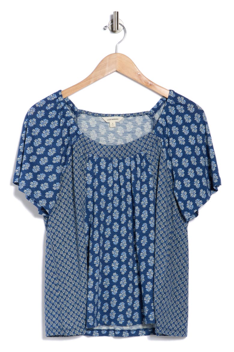 Raglan Flutter Sleeve Top, Alternate, color, BLUE PRINT MIX