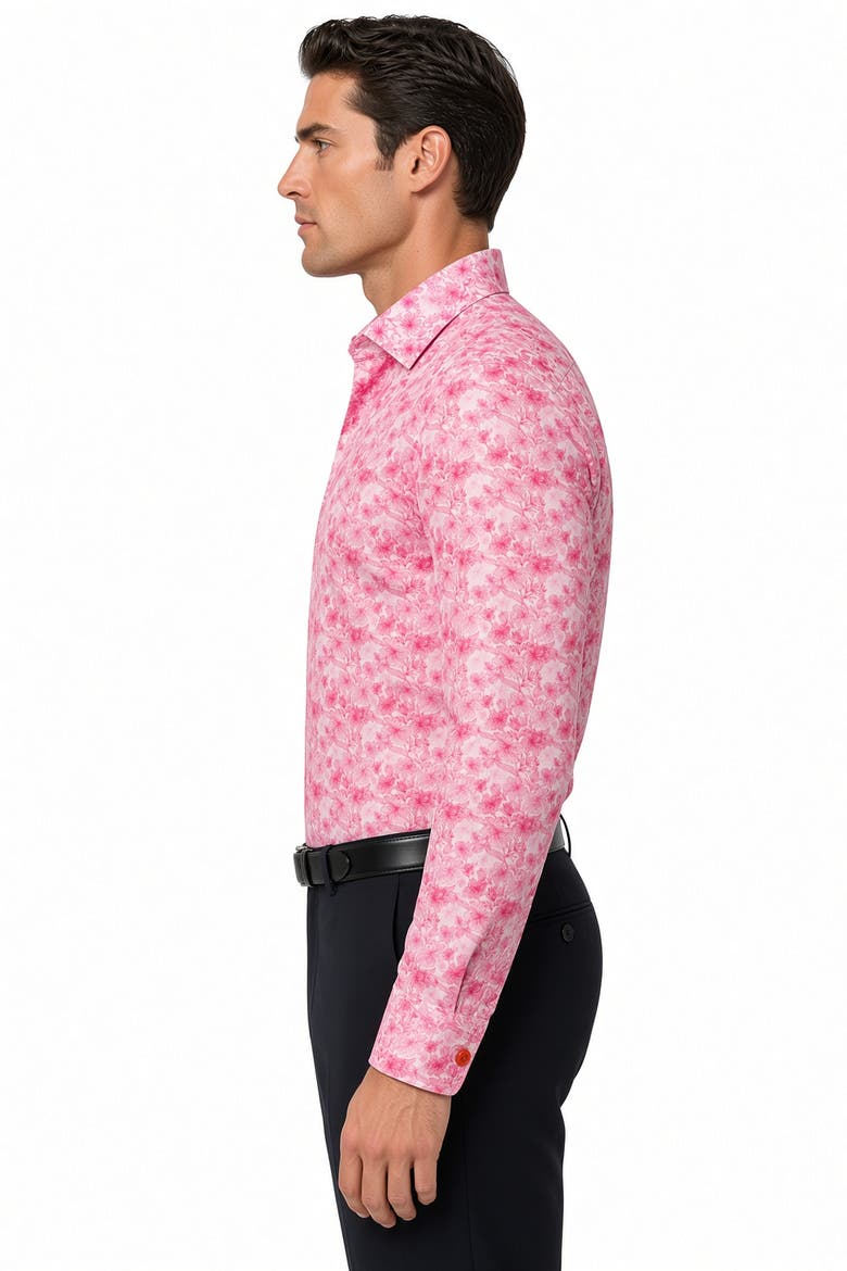 Riga Print Button-Up Long Sleeve Shirt, Alternate, color, Pink
