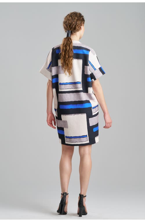 Natori Block S/s Caftan Dress In Imperial Blue