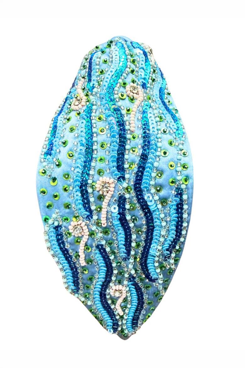 Ocean Breeze Sequin Knotted Headband, Alternate, color, Blue