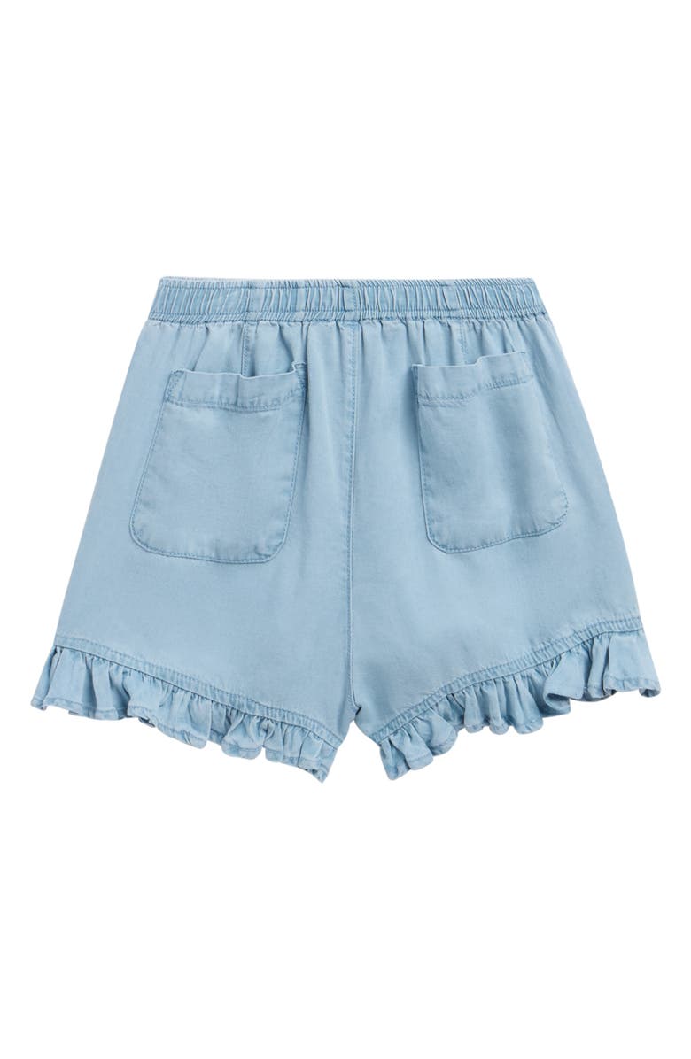Tractr Kids' Chambray Ruffle Hem Shorts, Alternate, color, Indigo