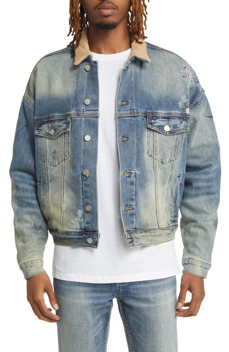 DIET STARTS MONDAY Logo Back Denim Trucker Jacket, Main, color,