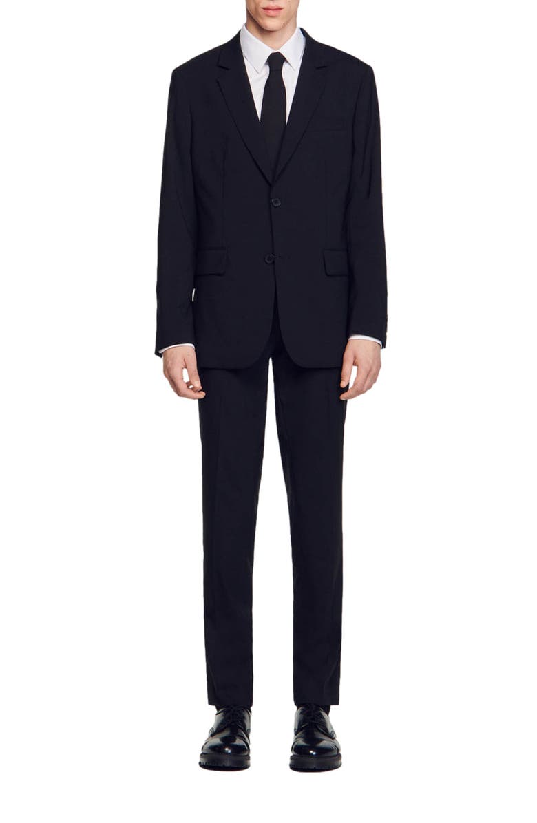SANDRO Virgin wool suit jacket, Alternate, color, 