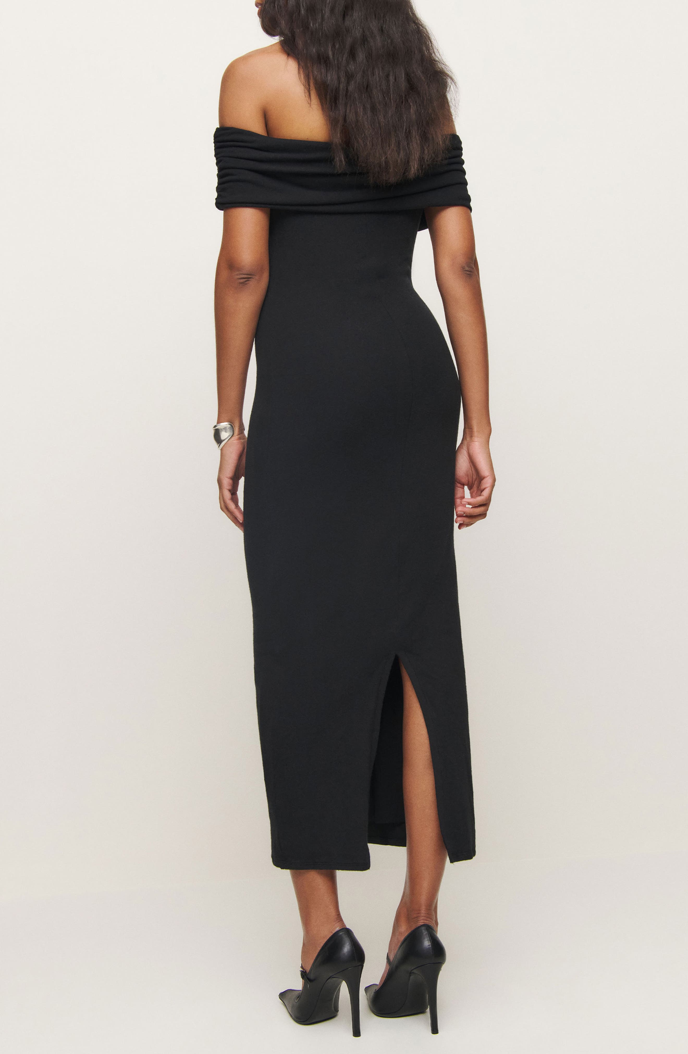 reformation josefina knit maxi dress Off the Shoulder (Women) drawer pulls