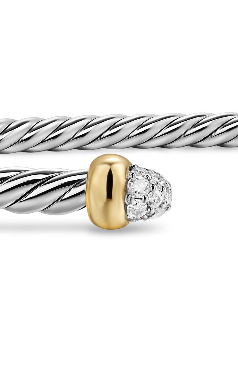 David Yurman Micro Cable Flex Cuff Bracelet with Diamonds, Alternate, color, Silver Pave