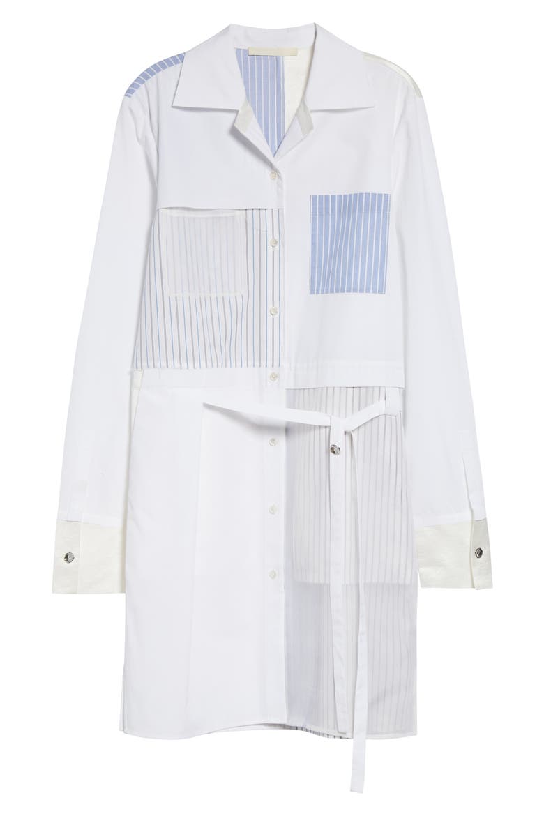 Collage Mixed Media Long Sleeve Shirtdress, Alternate, color, WHITE
