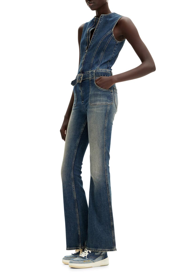 Danas Sleeveless Denim Jumpsuit, Main, color, BLUE