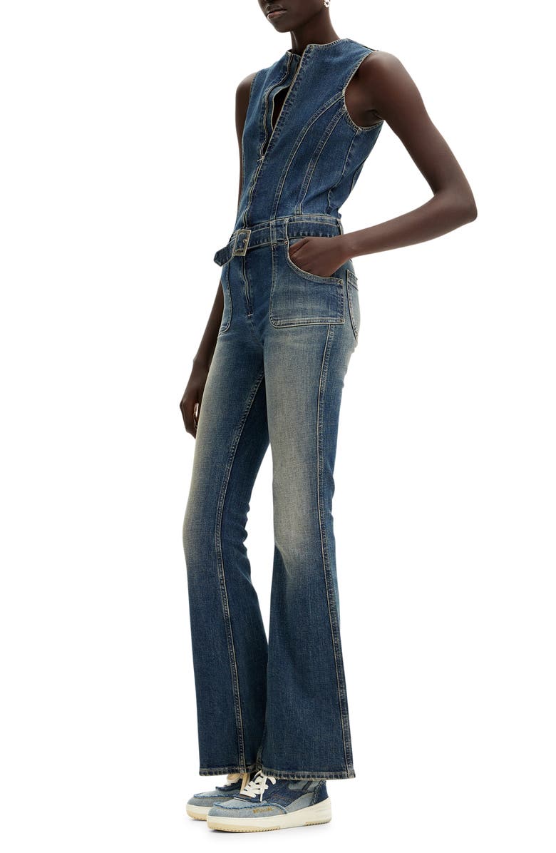 Desigual Danas Sleeveless Denim Jumpsuit, Main, color, 